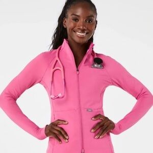 Figs Limited Edition Contour Scrub Knit Jacket in “F’ing Pink” Color (Sz Small)